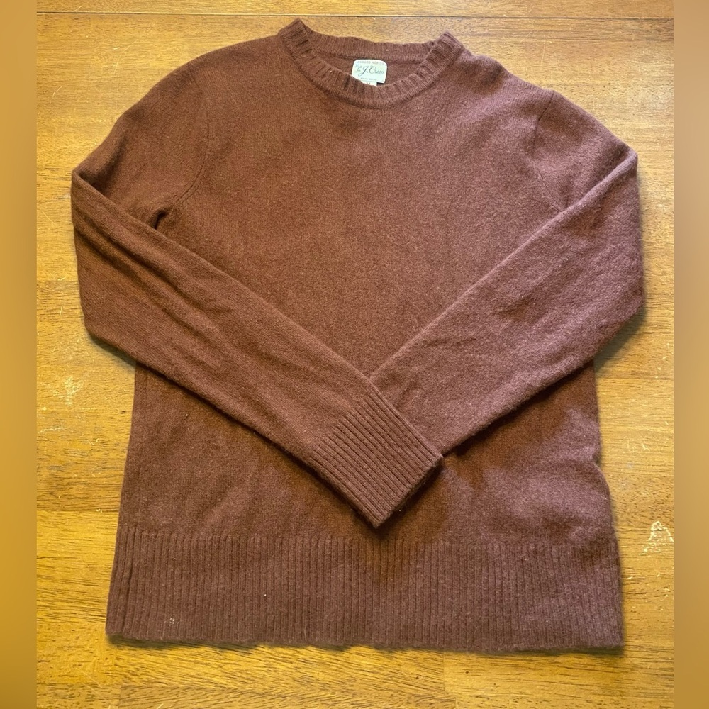 J. Crew Men's Rugged Merino  Crewneck Sweater Brown